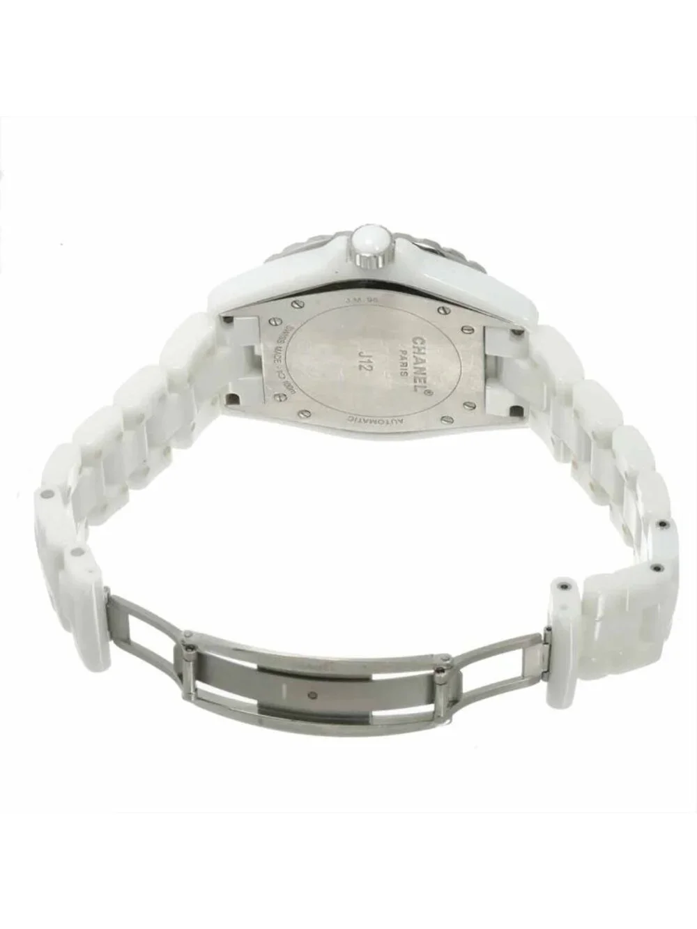 Chanel 42 Watch Date Diamond Pink Saffiano Bezel White Ceramic Automatic Winding